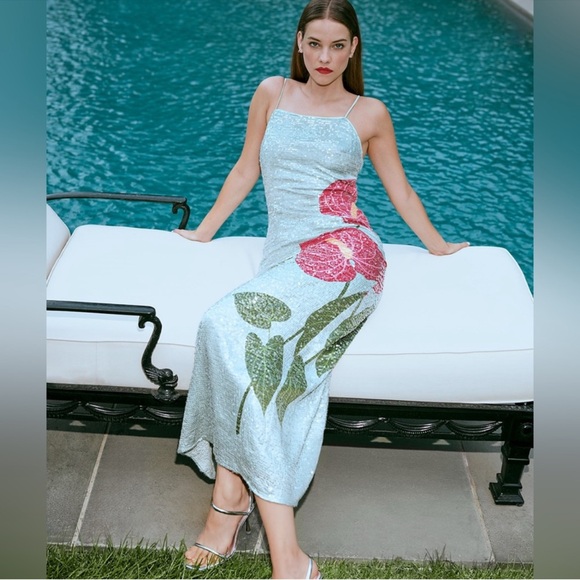 FARM Rio Dresses & Skirts - NWT FARM Rio Anthurium Flowers Slip Maxi Dress